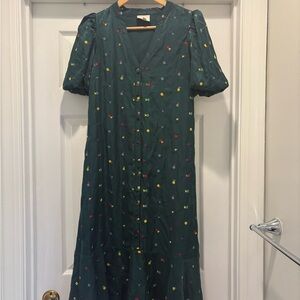 Tuckernuck Teal Dress with Multicolor Embroidery